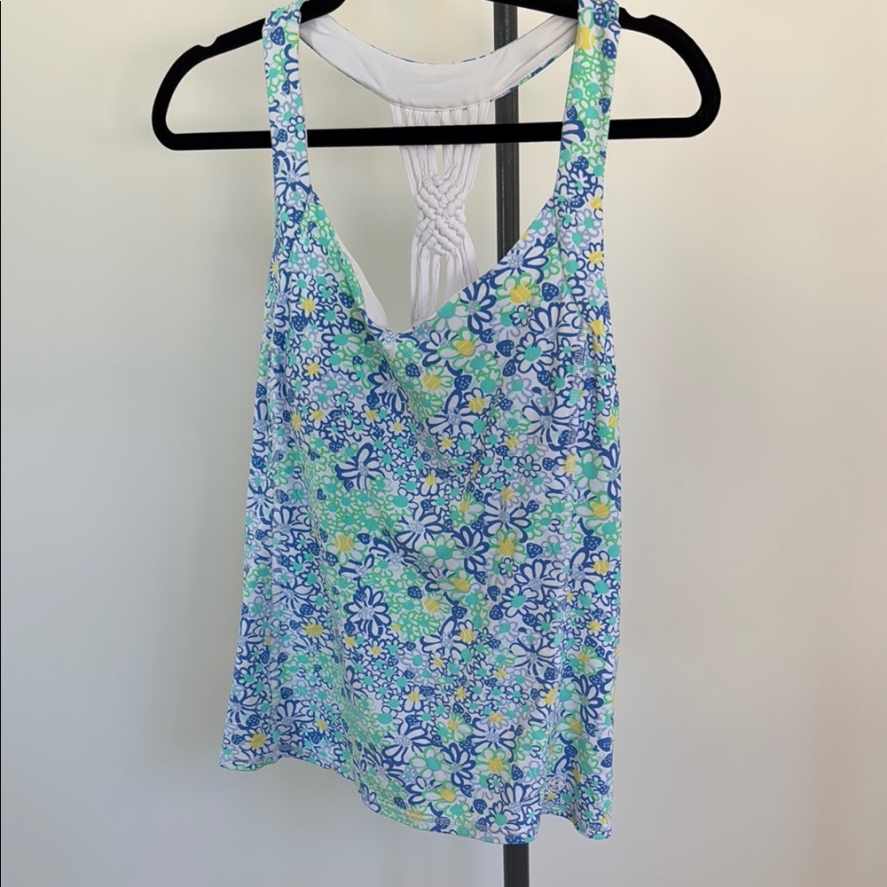 Lilly Pulitzer Blue and Green Sleeveless Tank Top-luxletic